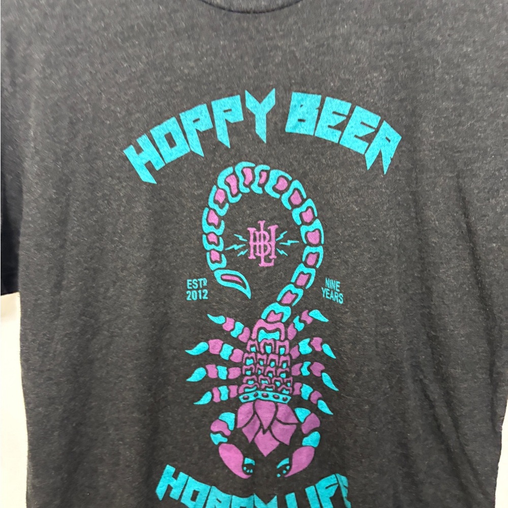 Gray T-Shirt with Blue and Purple Scorpion Design
